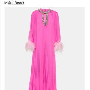 Self-Portrait Feather-trimmed chiffon maxi dress